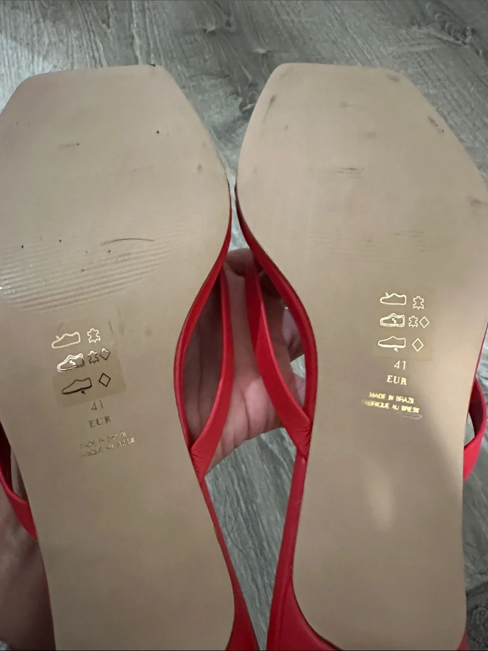 Anthropology Red Square-Toe Slide Sandals - with a cute heel. Women size 41
